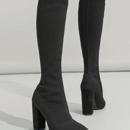 Women's Knee-High Sock Boots | Block Heel & Pointed Toe