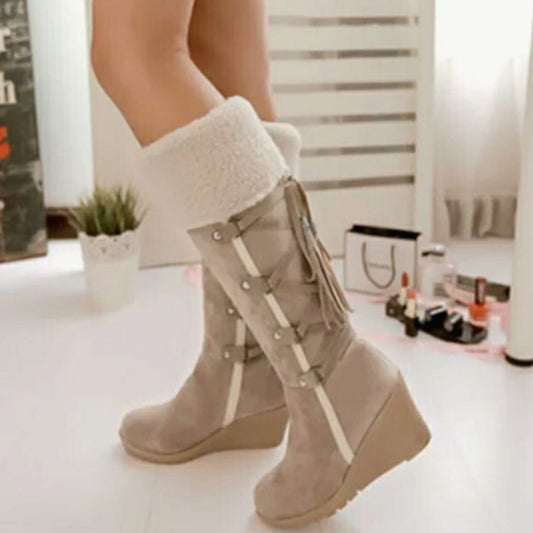 Women's Knee-High Winter Boots | Wedge Heel & Stable Grip