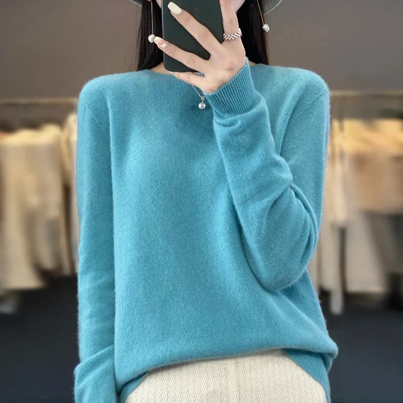 Women's Knit Jumper | Ribbed Cuffs & Round Neck