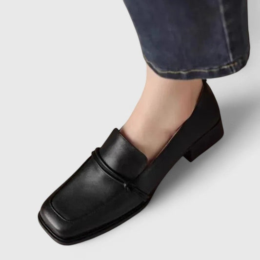 Women's Loafers Square Toe Retro Silhouette Low Heel with Sturdy Sole