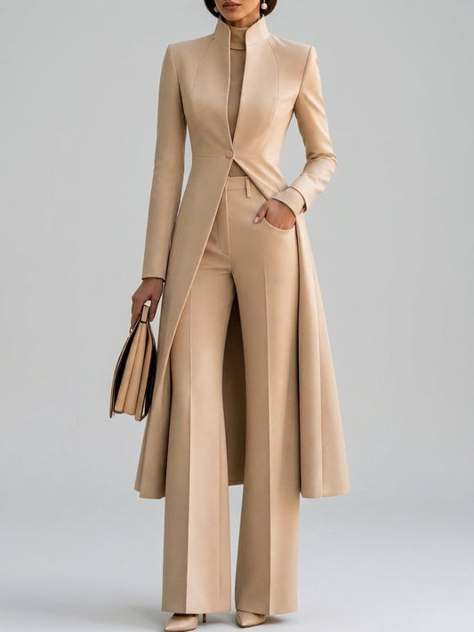 Women's Long Coat Trouser Suit | Tailored Fit & Flare Pants