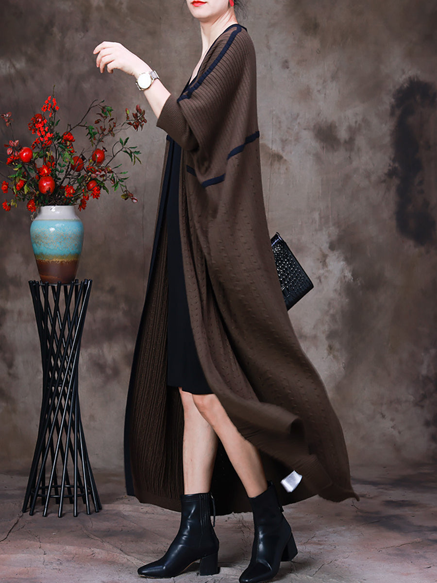 Women's Long Coat | V-Neck & Loose Fit