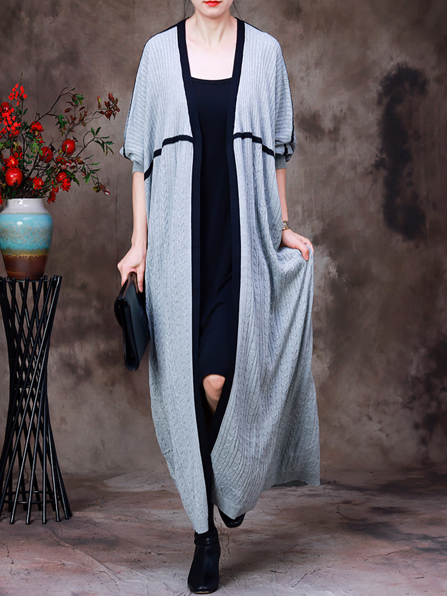 Women's Long Coat | V-Neck & Loose Fit