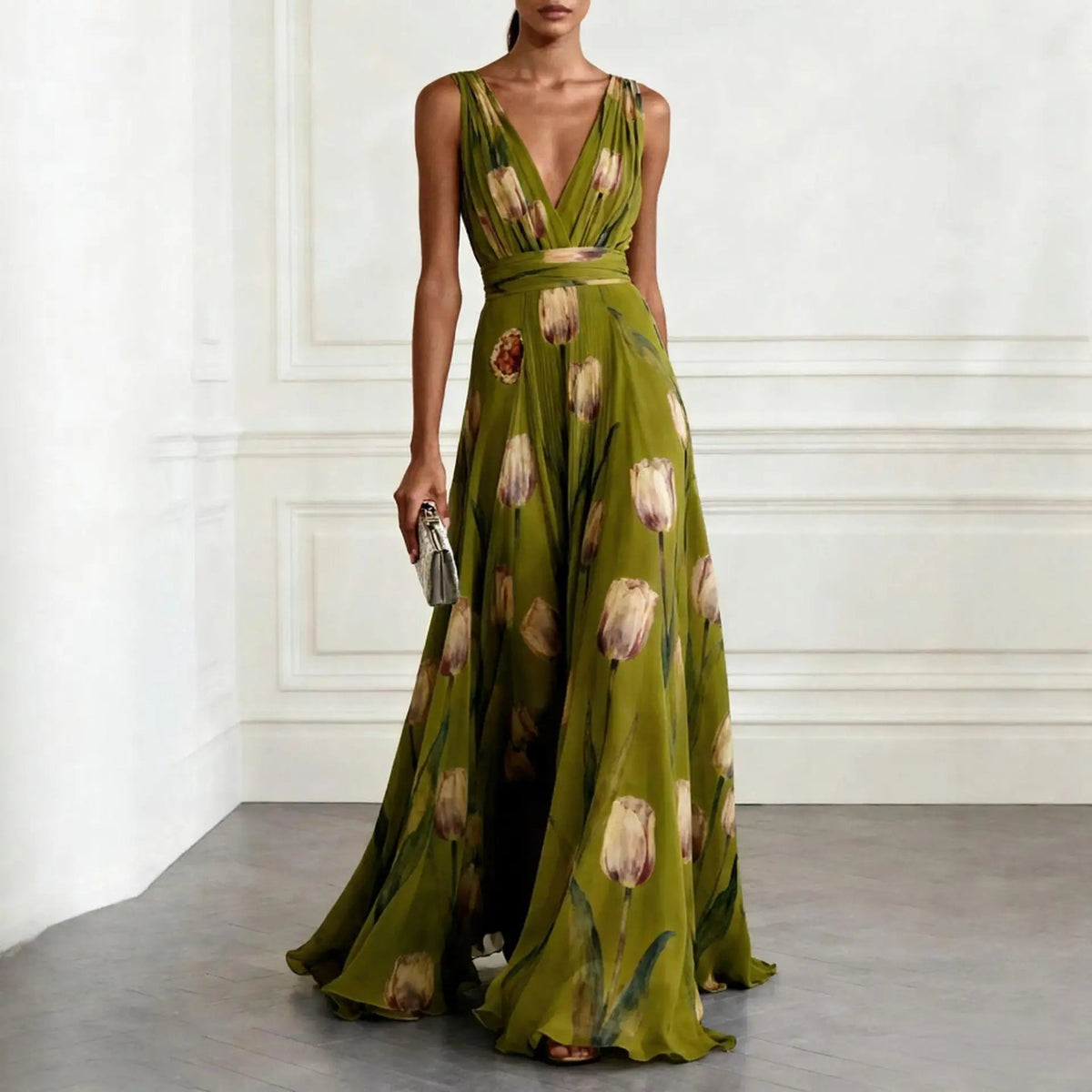 Women's Long Dress | V-Neck Maxi Design