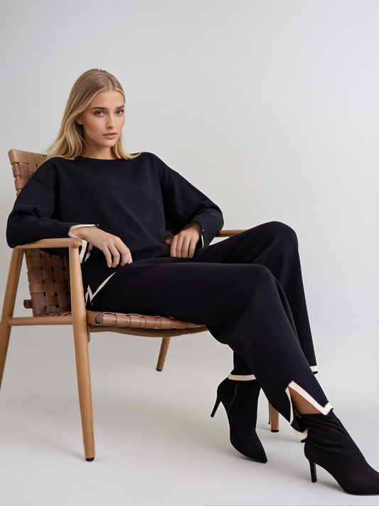 Women's Long Sleeve Two-Piece Set | Relaxed Fit & Elastic Waist