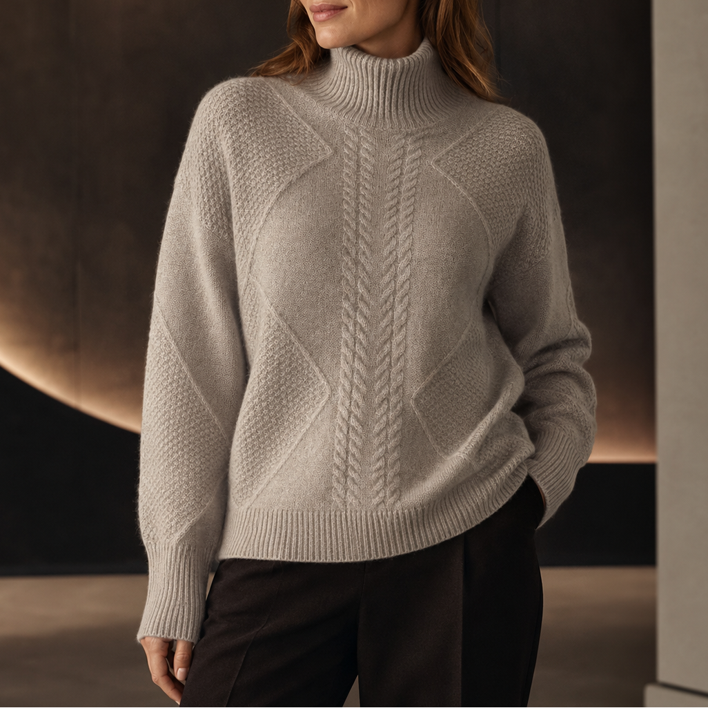 Women's Mock-Neck Sweater | Cable Knit & Warm