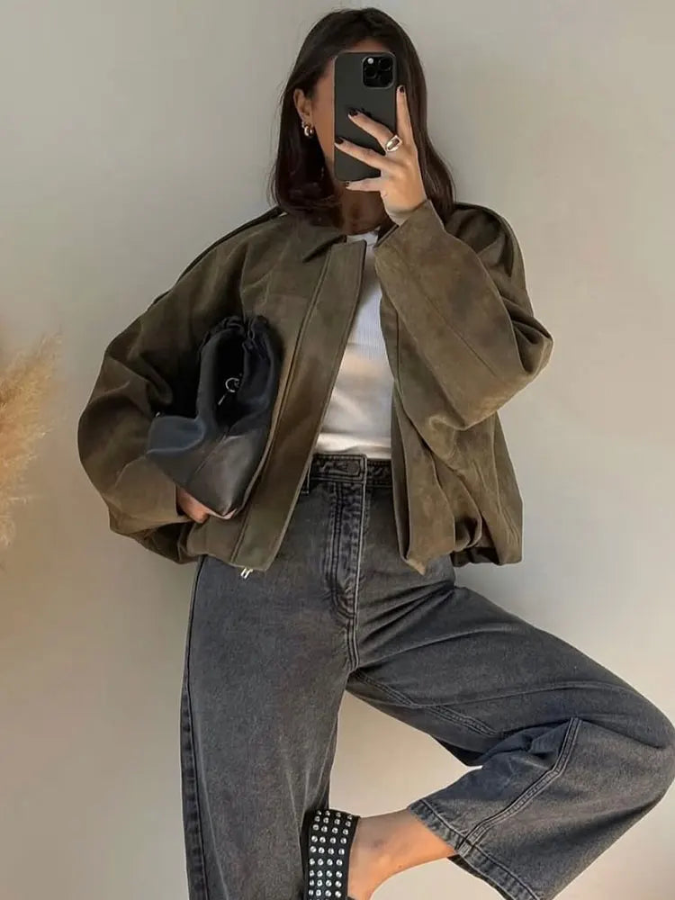 Women's Oversized Jacket | Cropped & Collared Design