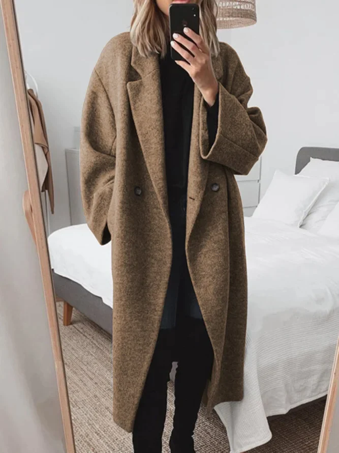 Women's Oversized Long Coat | Double-Breasted Warmth