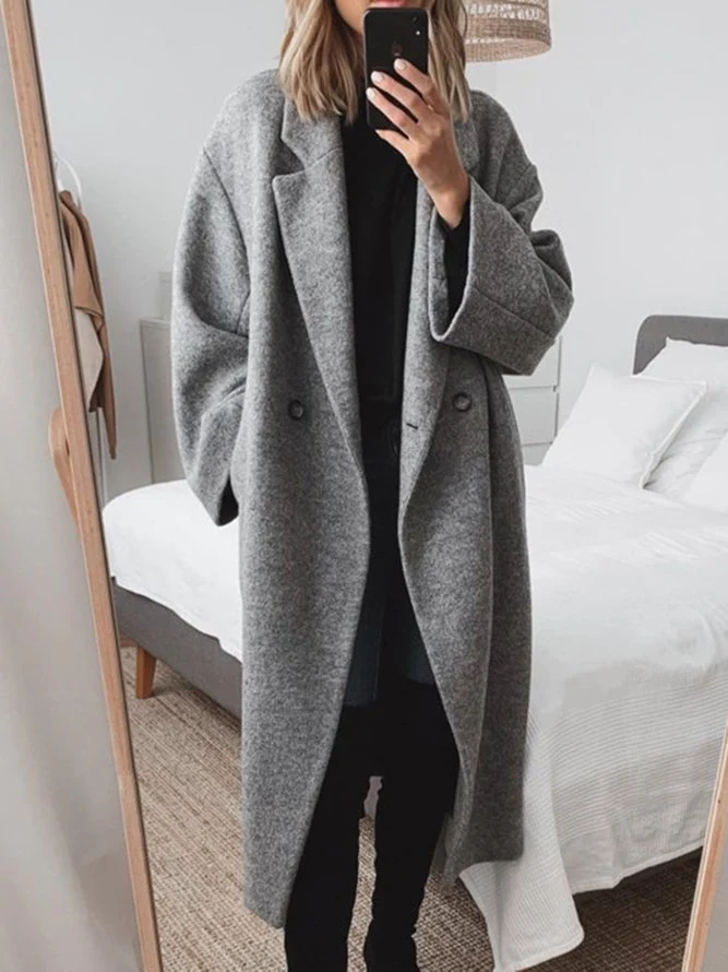 Women's Oversized Long Coat | Double-Breasted Warmth