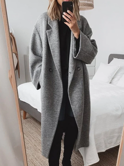 Women's Oversized Long Coat | Double-Breasted Warmth