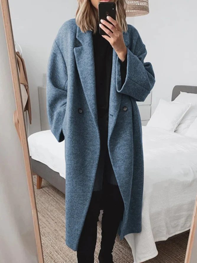 Women's Oversized Long Coat | Double-Breasted Warmth