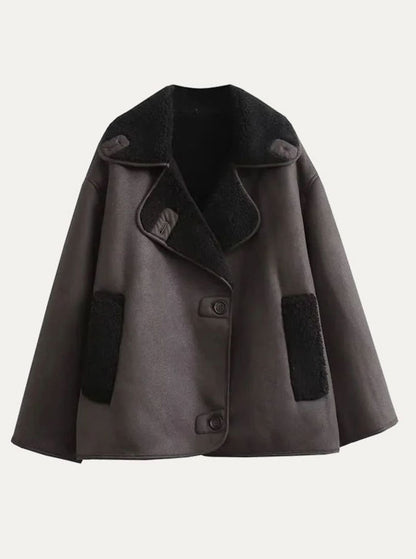 Women's Oversized Shearling Jacket | Double-Breasted & Warm