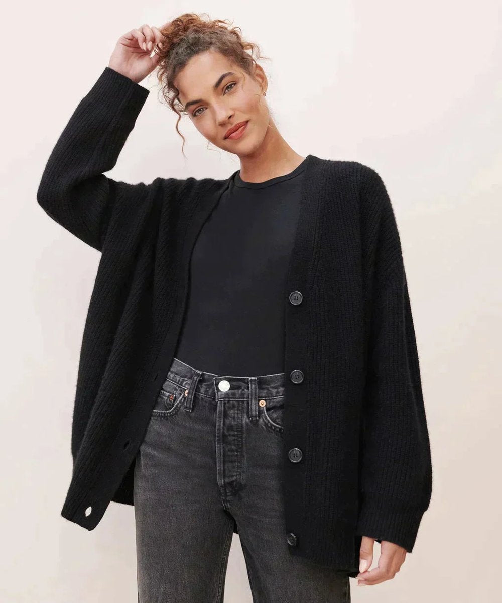 Women's Ribbed Knit Cardigan | Button-Up Design
