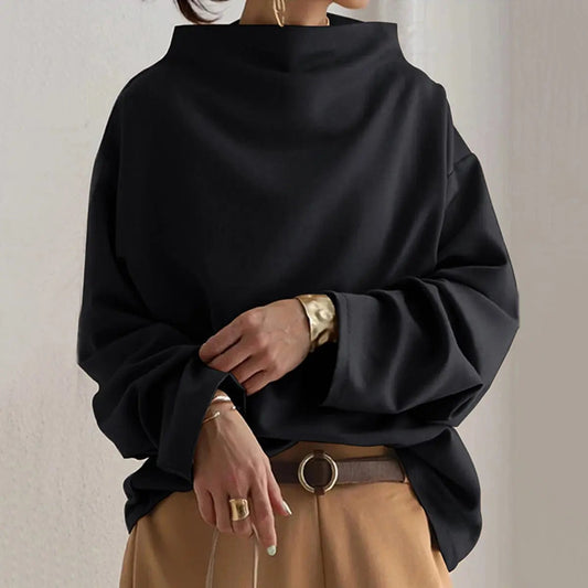 Women's Roll Neck Knit Top | Oversized Comfort Fit