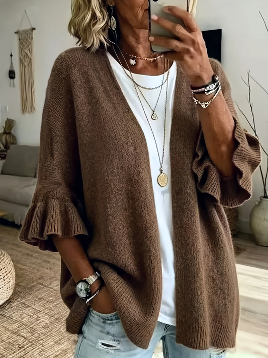 Women's Ruffle Sleeve Cardigan | Lightweight Open Front