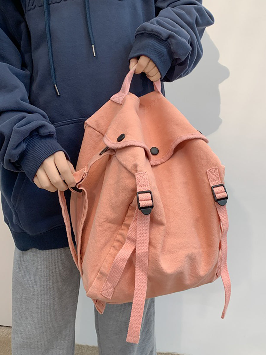Women's Shoulder Bag Retro Solid Large Capacity with Button Closure