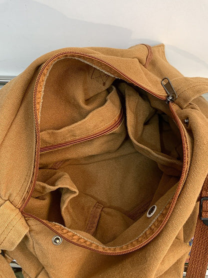 Women's Shoulder Bag Retro Solid Large Capacity with Button Closure
