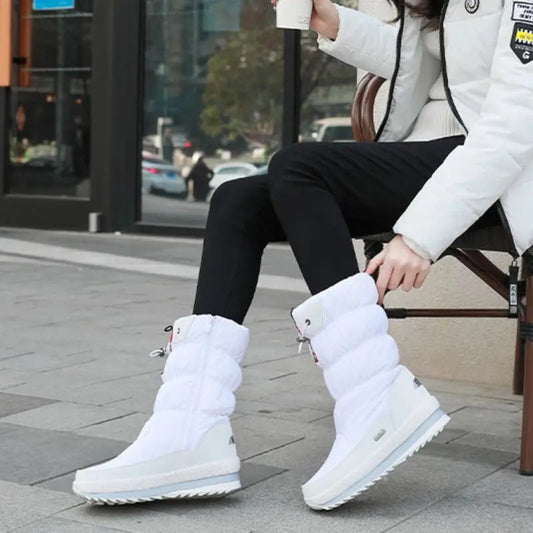 Women's Snow Boots Mid Calf Waterproof Non Slip Snug with Soft Lining