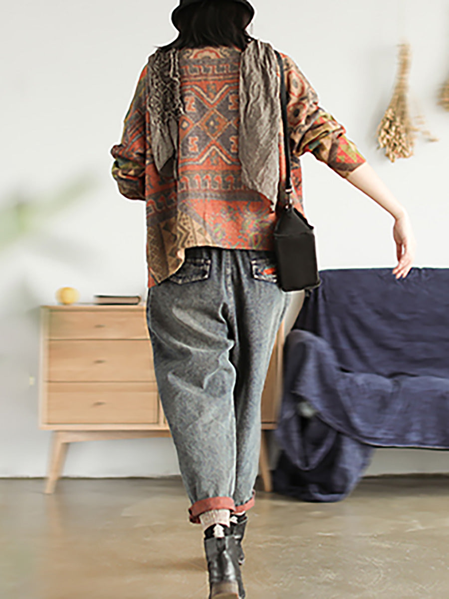 Women's Knit Sweater Coat | Floral Print & Cosy Comfort 2