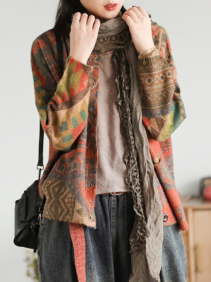 Women's Knit Sweater Coat | Floral Print & Cosy Comfort 4