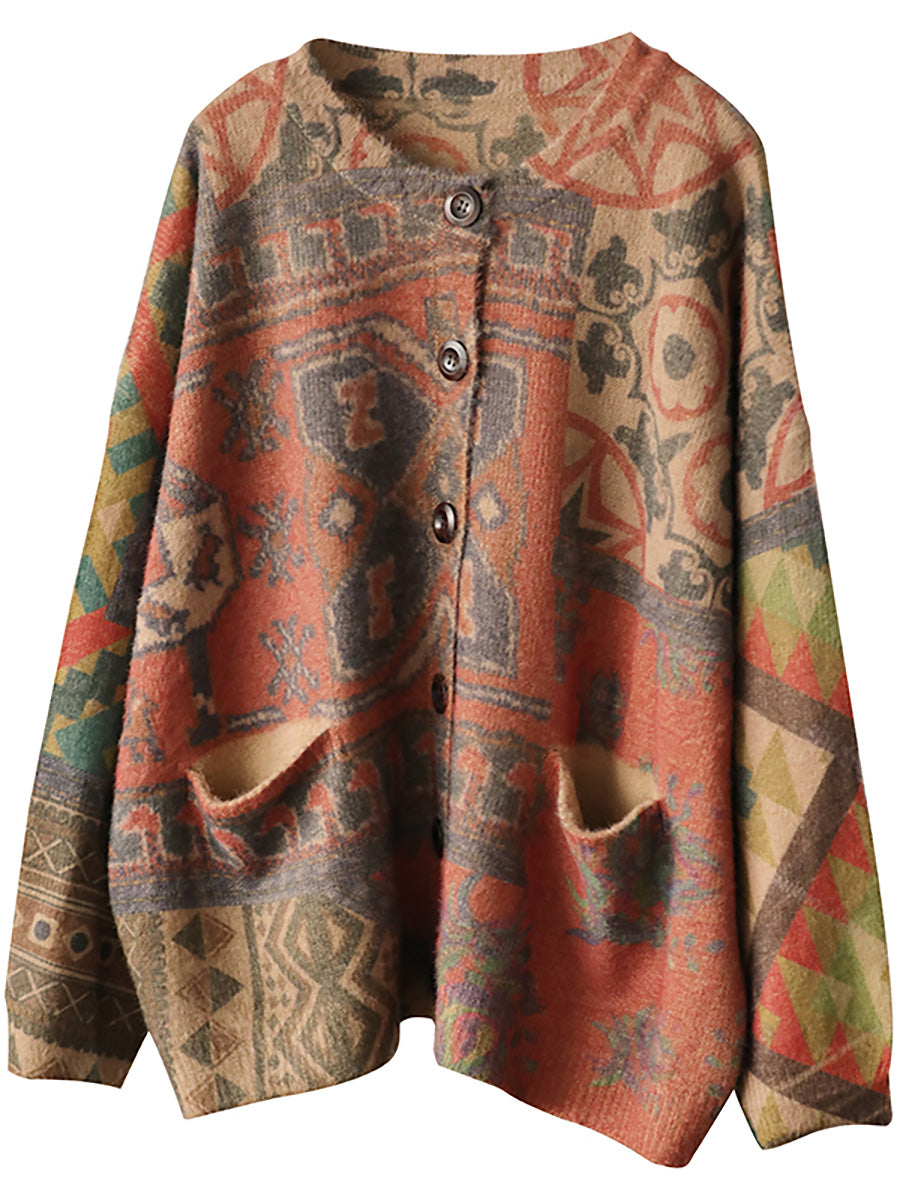 Women's Knit Sweater Coat | Floral Print & Cosy Comfort 6