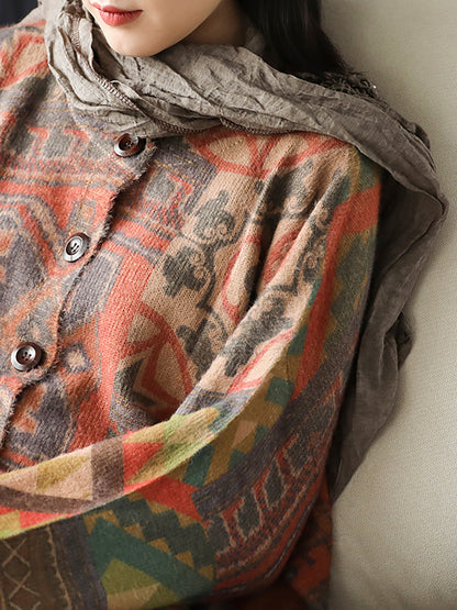 Women's Knit Sweater Coat | Floral Print & Cosy Comfort 7