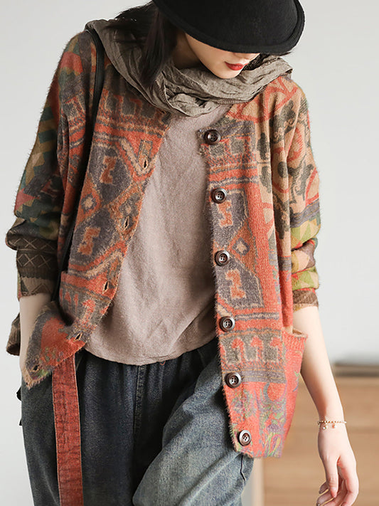 Women's Knit Sweater Coat | Floral Print & Cosy Comfort 1