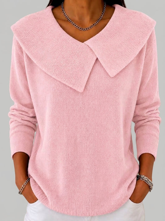 Women's Knit Sweater | Foldover Collar & Relaxed Fit 1
