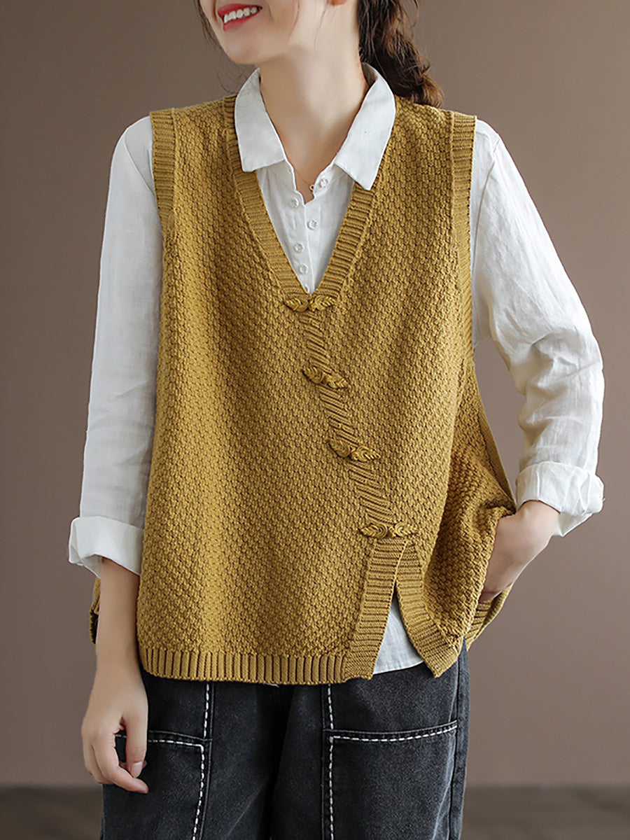 Women's Knitted Sweater Vest | V-Neck & Asymmetric Hem 7