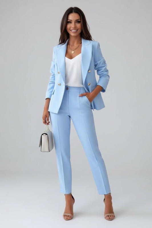 Women's Trouser Suit | Double-Breasted Blazer & Tailored Fit