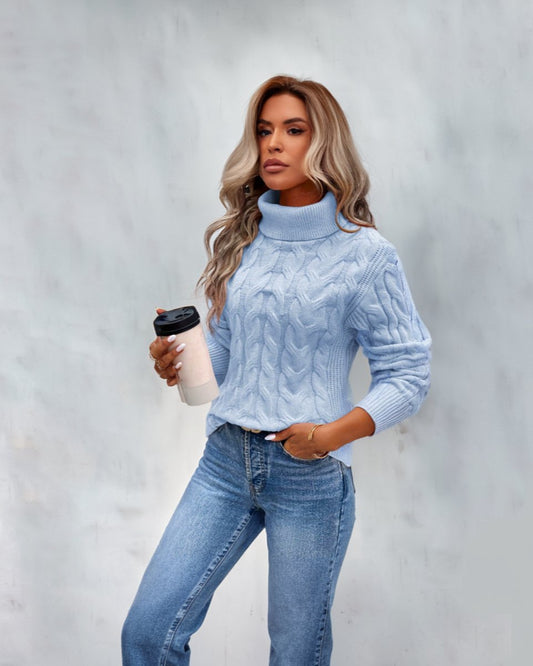 Women's Turtleneck Jumper | Cable Knit Design