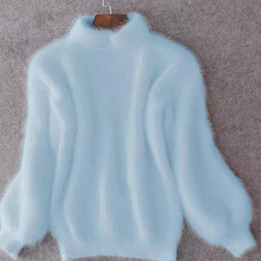 Women's Turtleneck Sweater | Fluffy & Loose-Fit