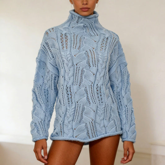 Women's Turtleneck Sweater | Oversized Cable Knit