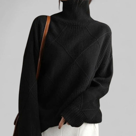 Women's Turtleneck Sweater | Oversized Diamond-Knit