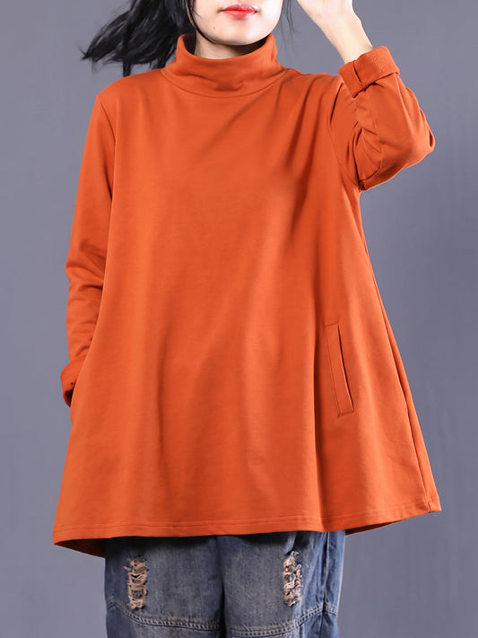 Women's Turtleneck Sweater Raglan Sleeve Plus Size with Full Length