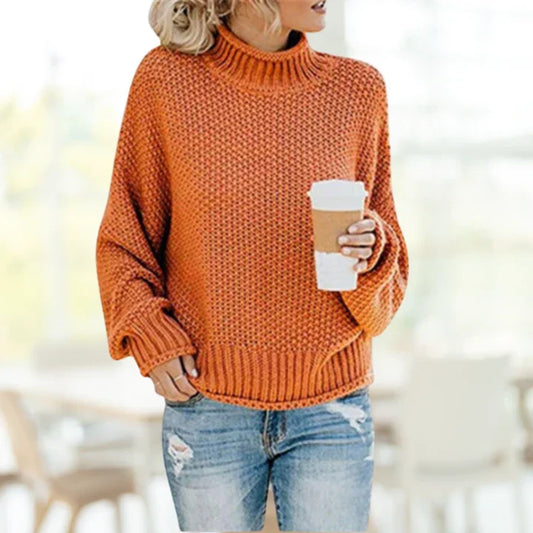 Women's Turtleneck Sweater | Textured Knit & Relaxed Fit