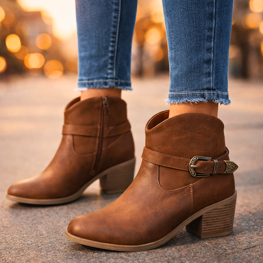 Women's Western Ankle Boots | Stable Heel & All-Day Comfort