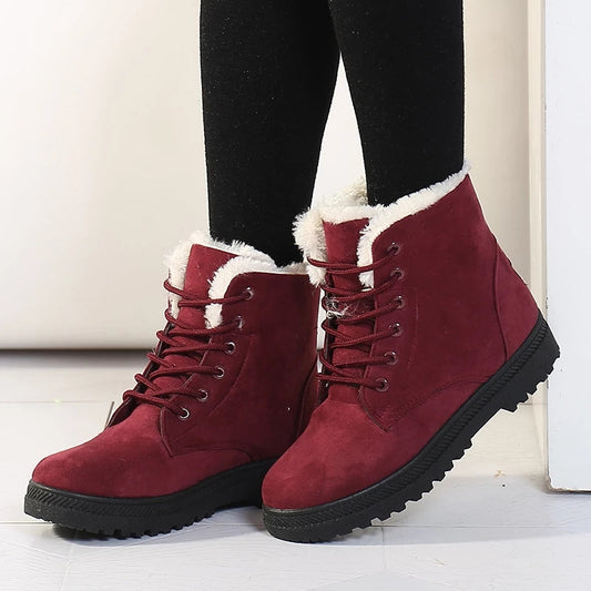 Women's Winter Ankle Boots | Lace-Up & Grip Sole