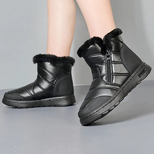 Women's Winter Boots High Top Lined Side Zip Fit with Waterproof Sole