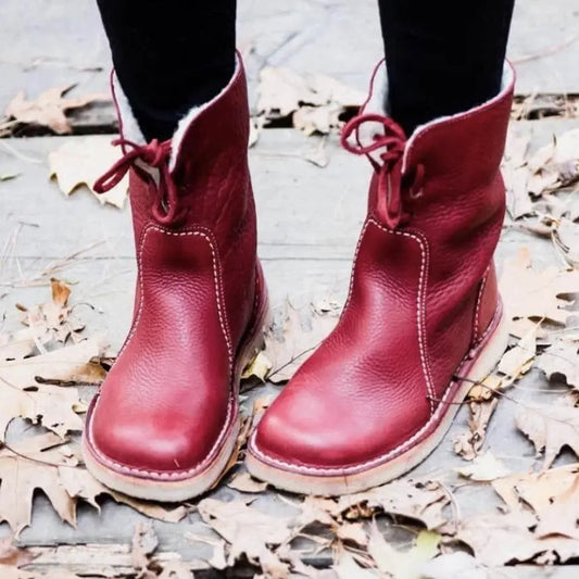 Women's Winter Boots Lace Up Waterproof Non Slip Sole with Thick Heel