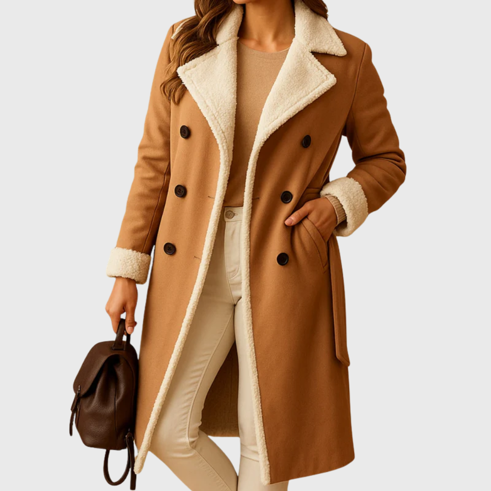 Women's Winter Coat Longline Silhouette Zip Button with Deep Pockets