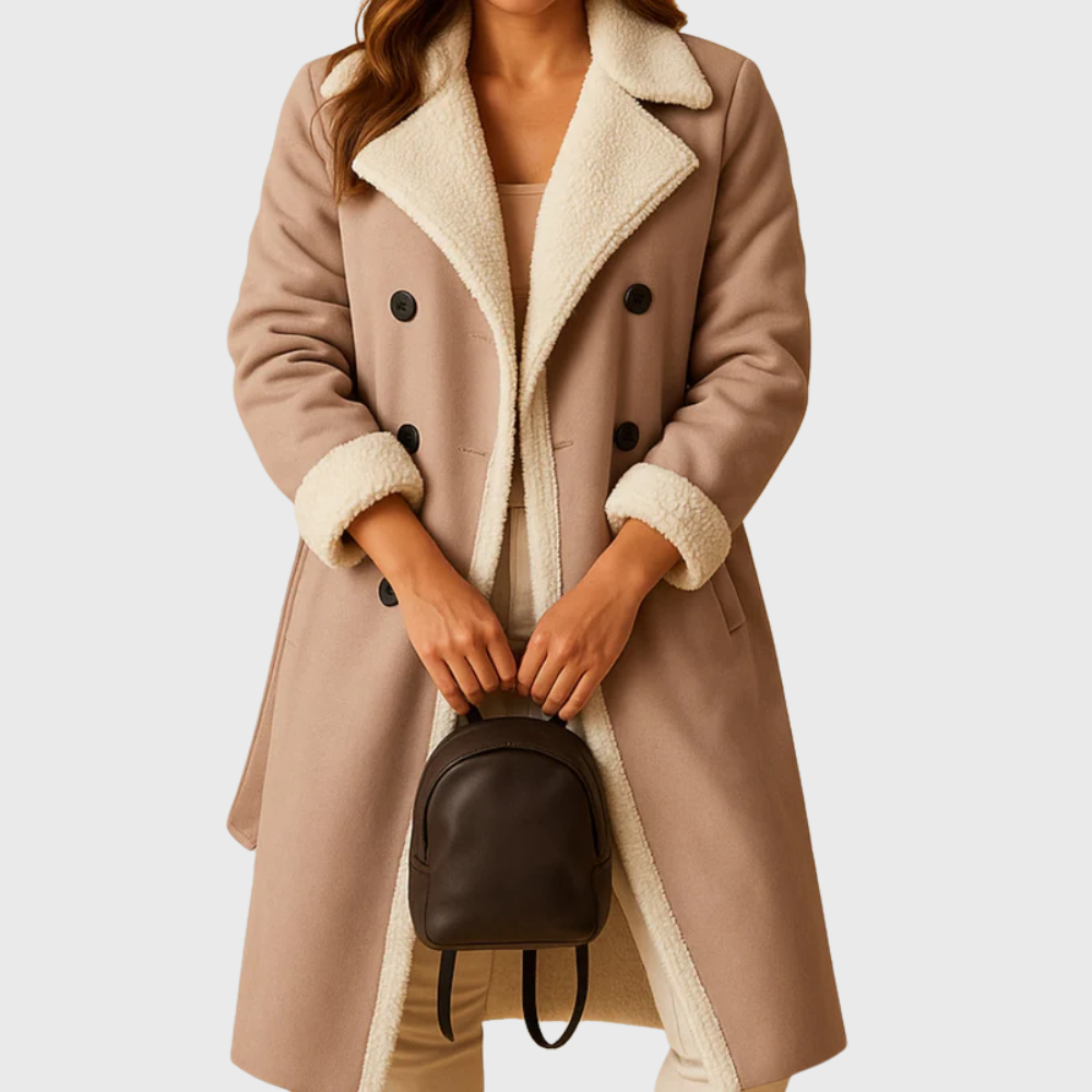 Women's Winter Coat Longline Silhouette Zip Button with Deep Pockets