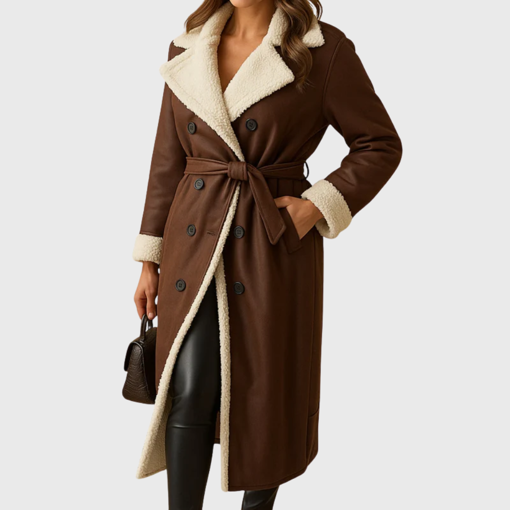 Women's Winter Coat Longline Silhouette Zip Button with Deep Pockets