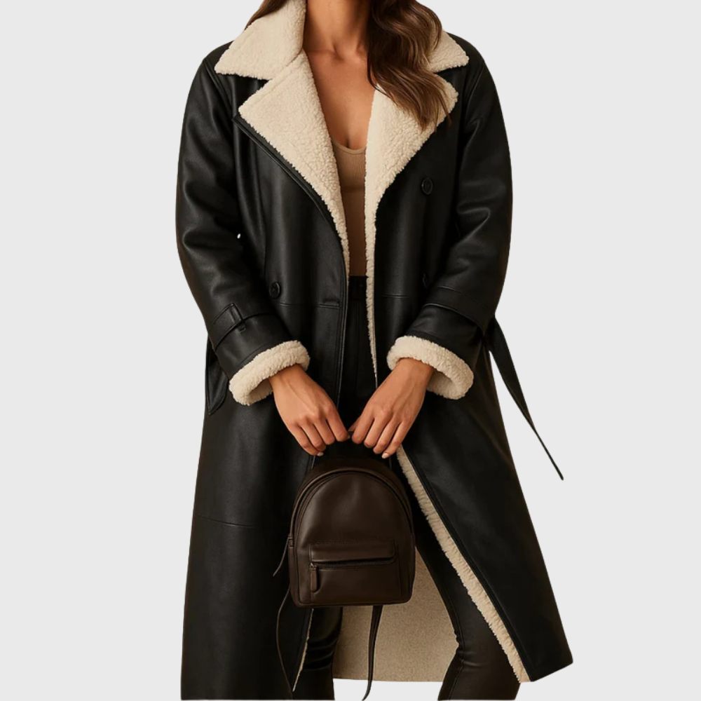 Women's Winter Coat Longline Silhouette Zip Button with Deep Pockets