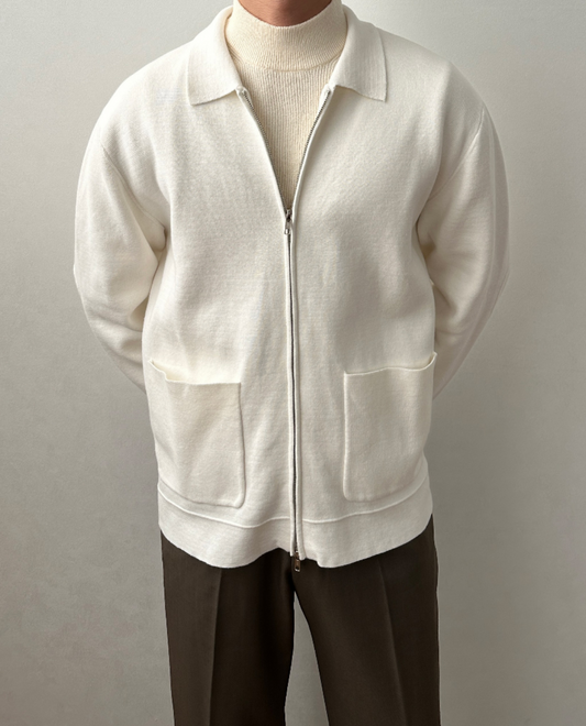 Women's Zip Up Cardigan Structured Knit Clean Collar with Soft Finish
