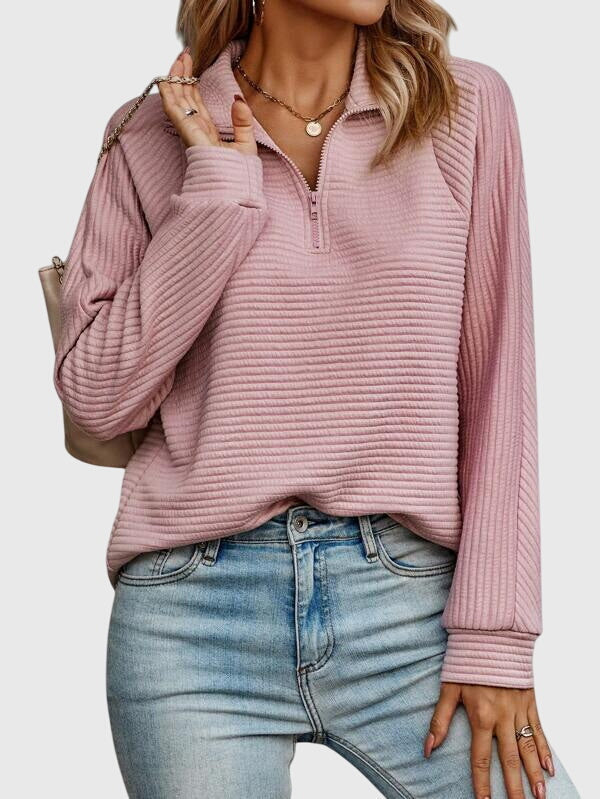Women's Zip-Up Sweater | Elegant V-Neck Design