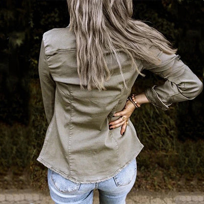 Women's Utility Jacket | Button Front & Chest Pockets 5