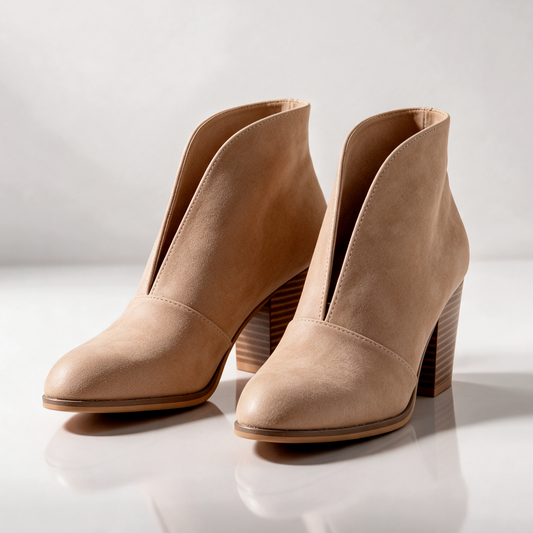 Women's Ankle Boots | V-Cut Design & Block Heel Comfort 1
