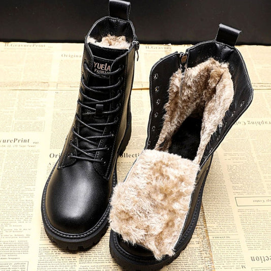 Minerva | Women's Warm Lined Lace-Up Winter Ankle Boots in Black