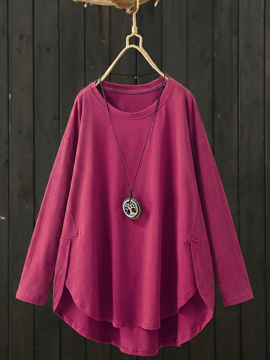 Women's Raglan Sleeve Shirt O Neck Long Top Design 1